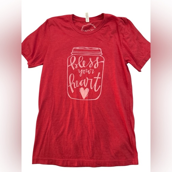 Tops - Red Graphic T-Shirt with Bless Your Heart Design